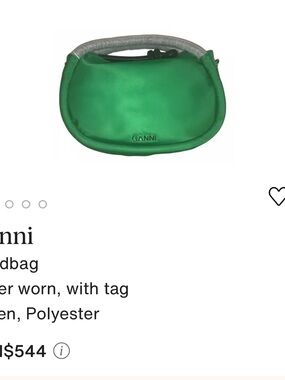 Ganni Olive Green Nylon Shoulder Bag with Black Strap